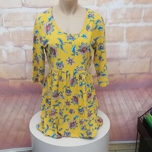 Matilda Jane Size M Yellow Floral 3/4 Sleeve Dress